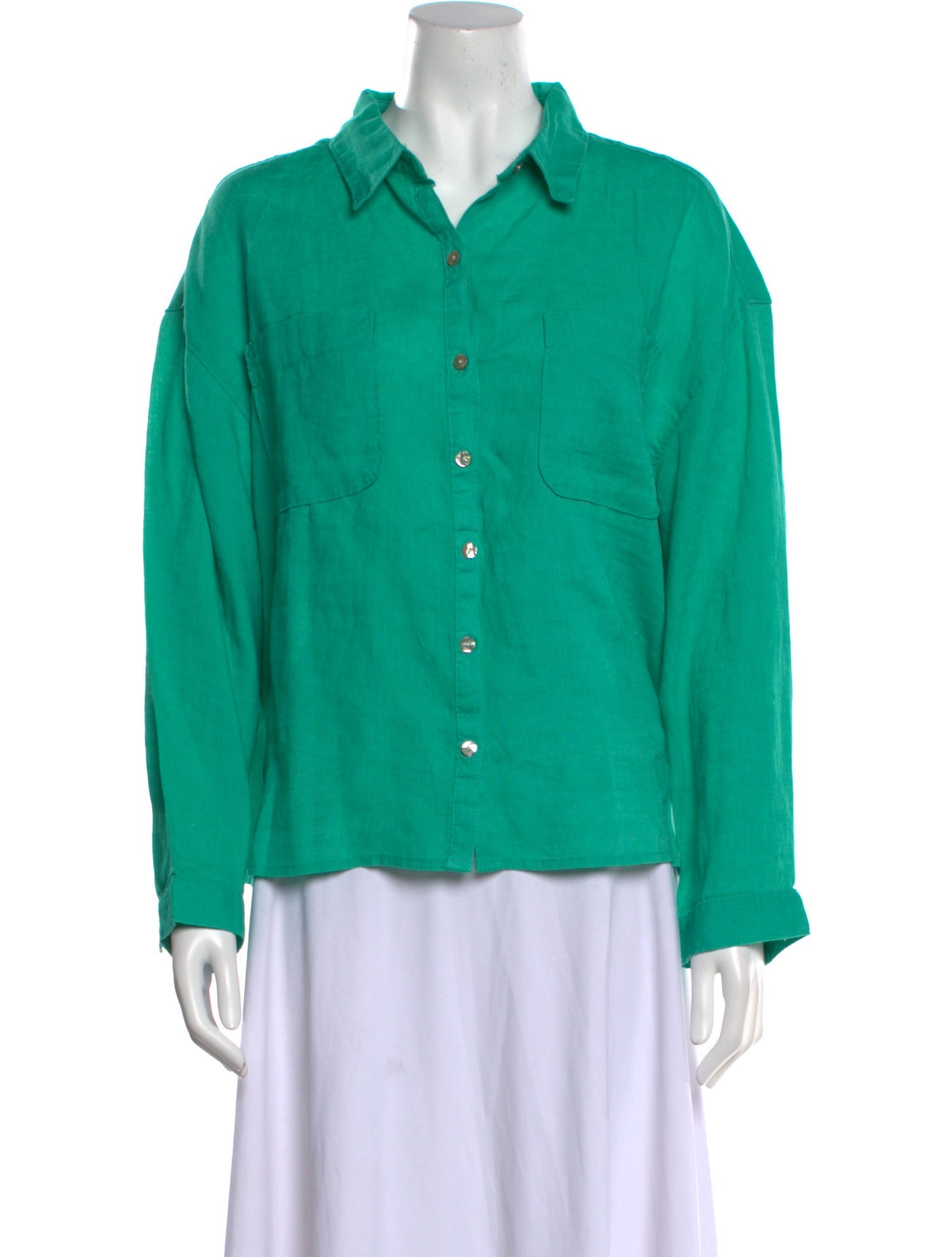 Rachel Zoe Linen Long Sleeve Button-Up Top