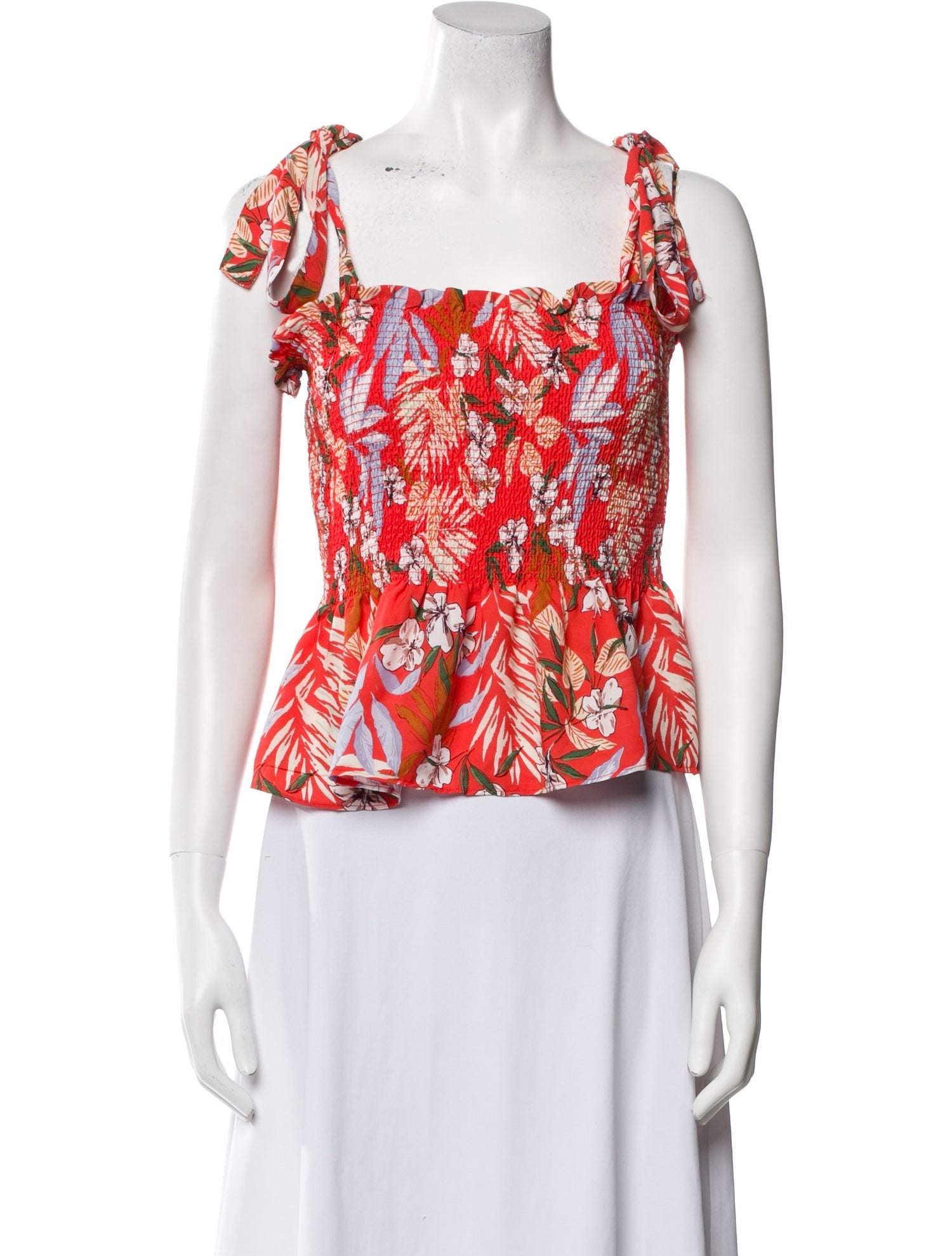 Rachel Zoe Floral Print Square Neckline Crop Top