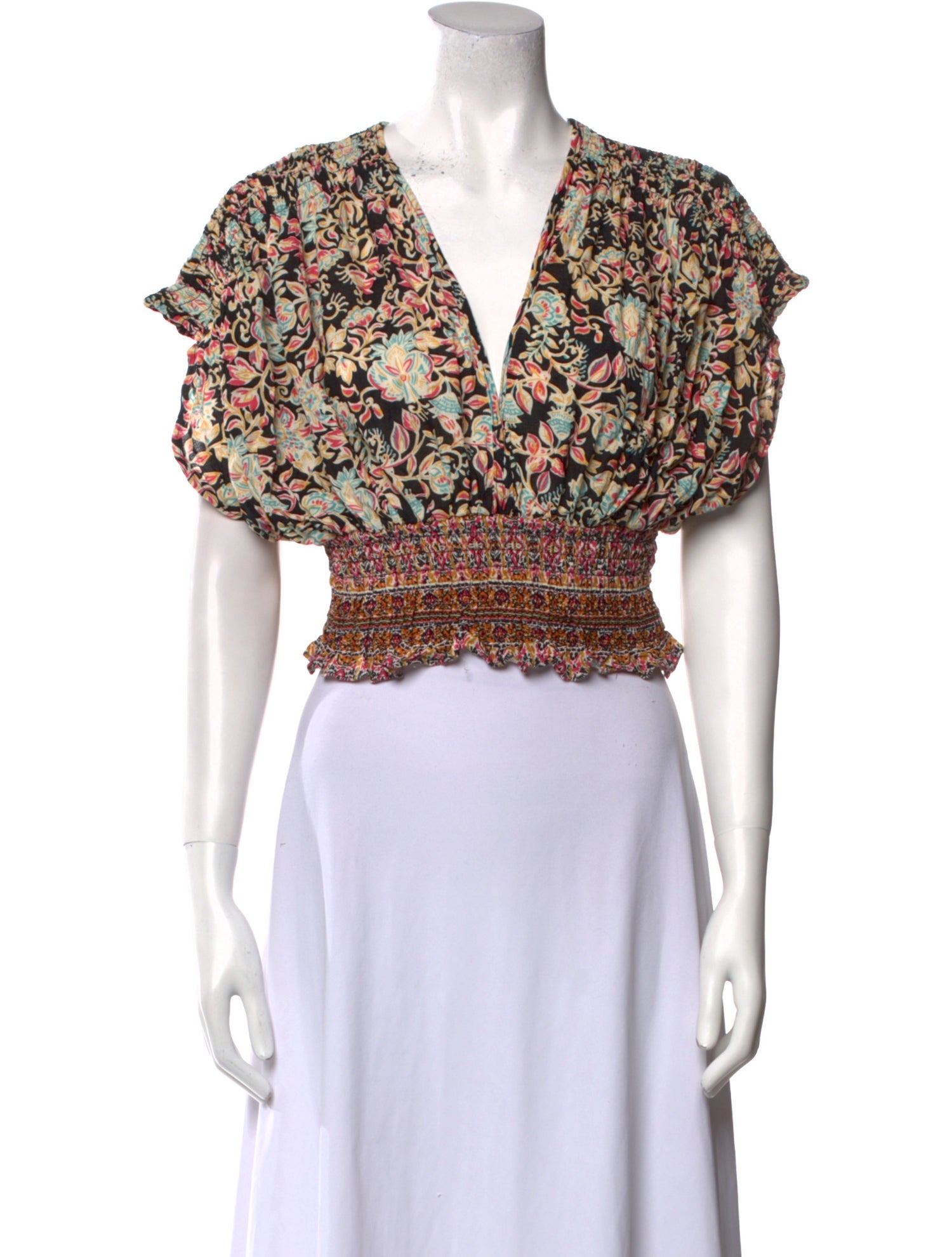 Rachel Zoe Floral Print V-Neck Crop Top