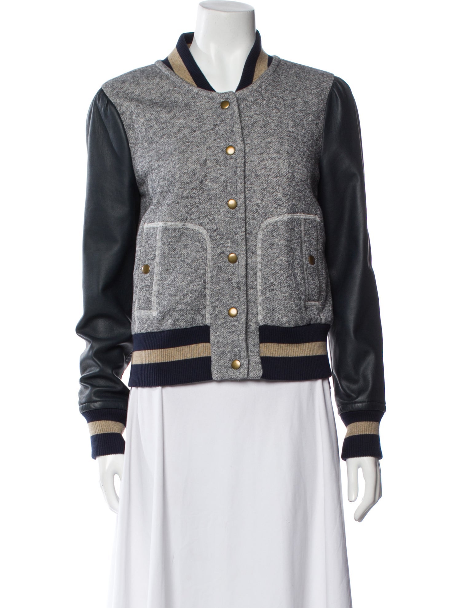 Rachel Zoe Colorblock Pattern Bomber Jacket