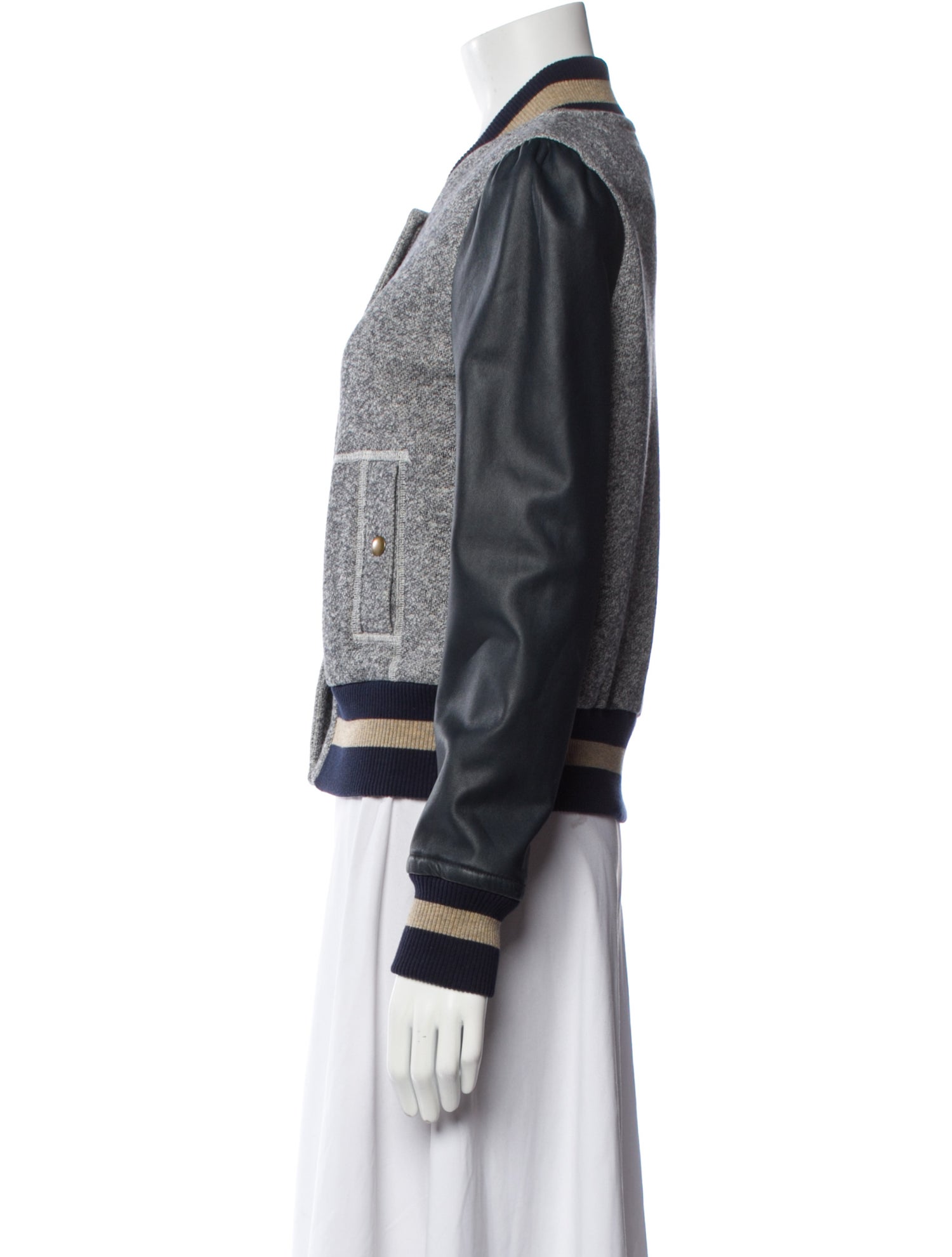 Rachel Zoe Colorblock Pattern Bomber Jacket