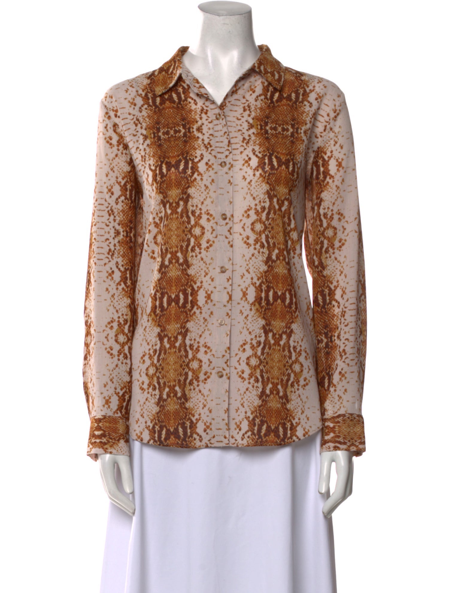 Rachel Zoe Animal Print Long Sleeve Button-Up Top