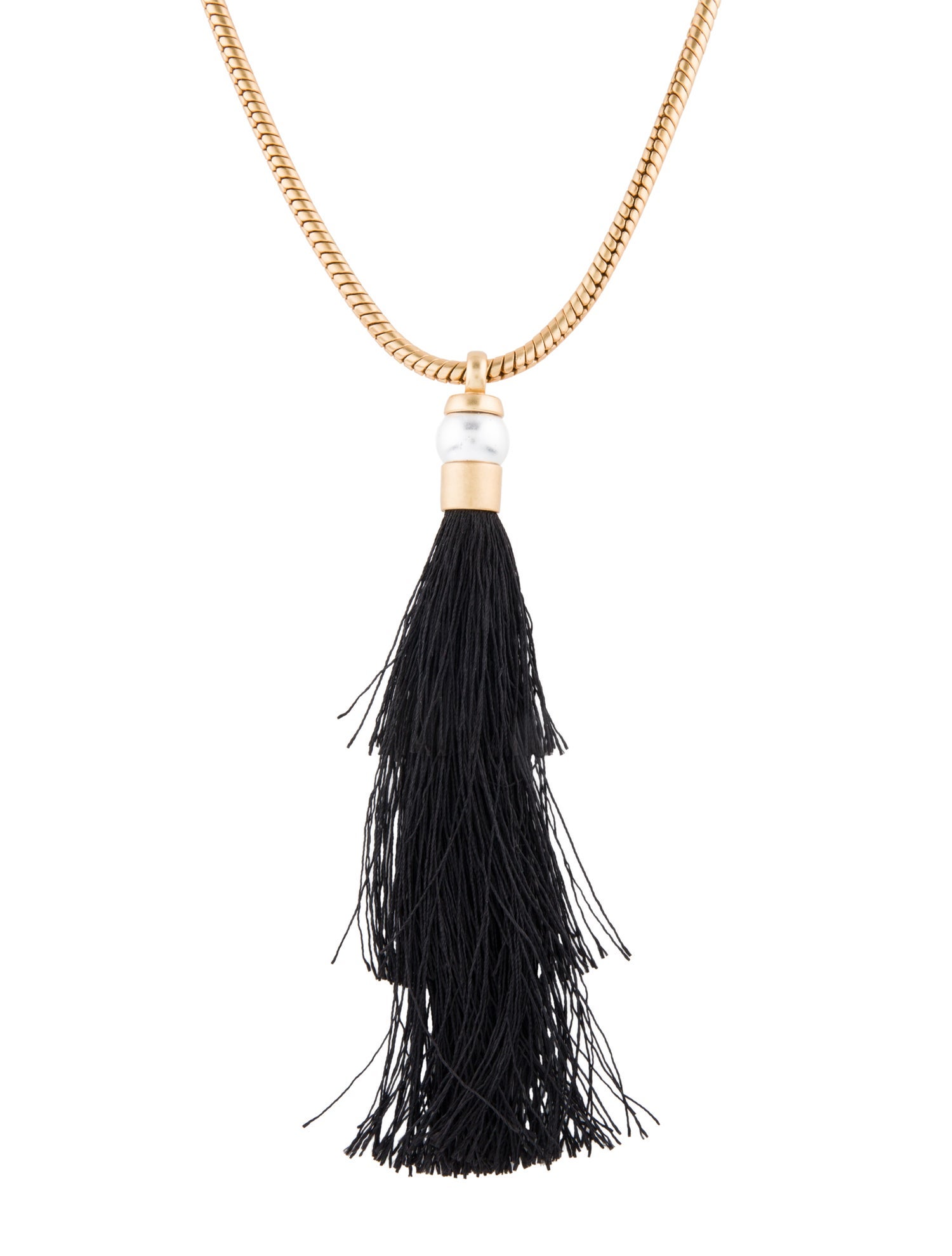 Rachel Zoe Faux Pearl Silk Tassel Gracie Pendant Necklace