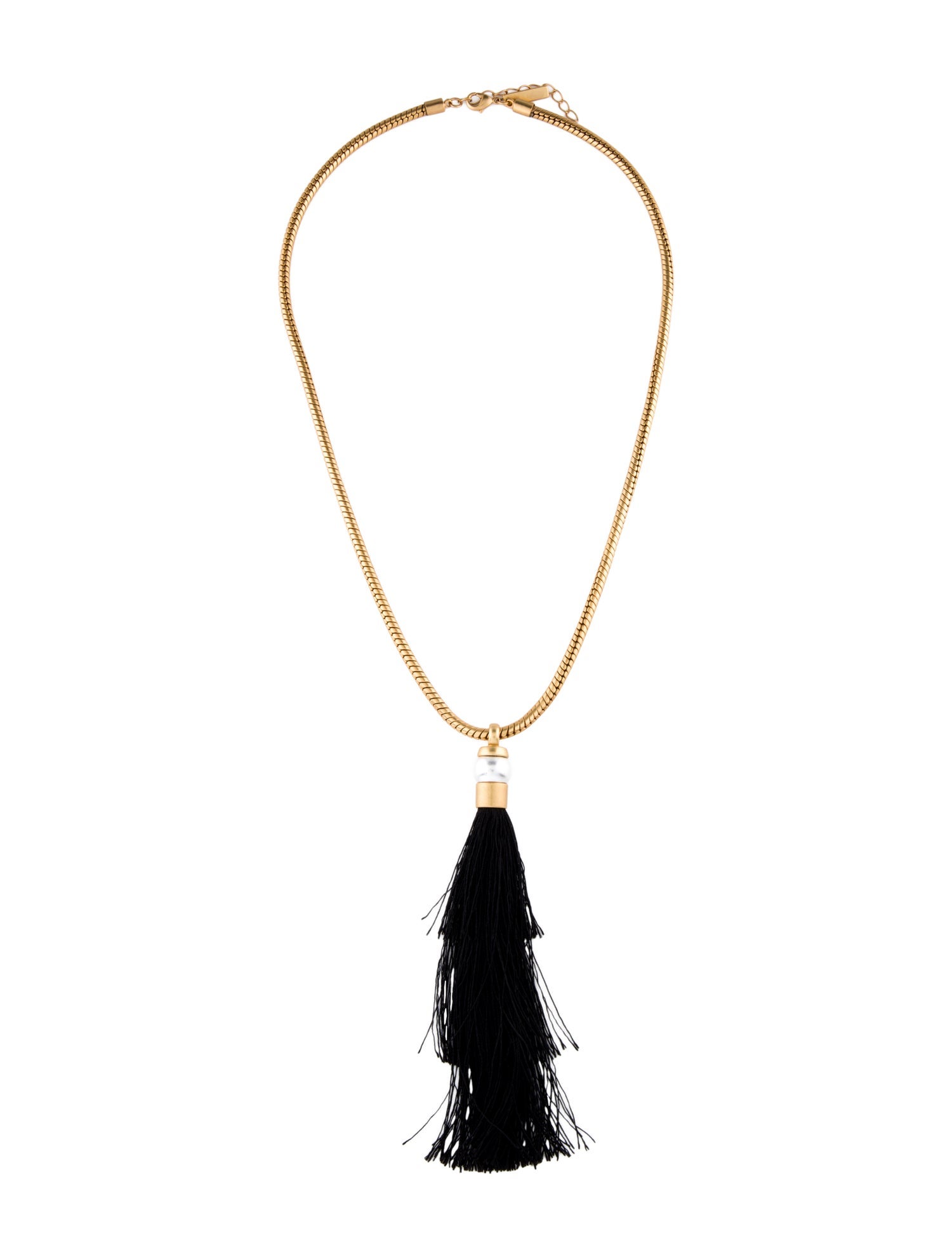 Rachel Zoe Faux Pearl Silk Tassel Gracie Pendant Necklace