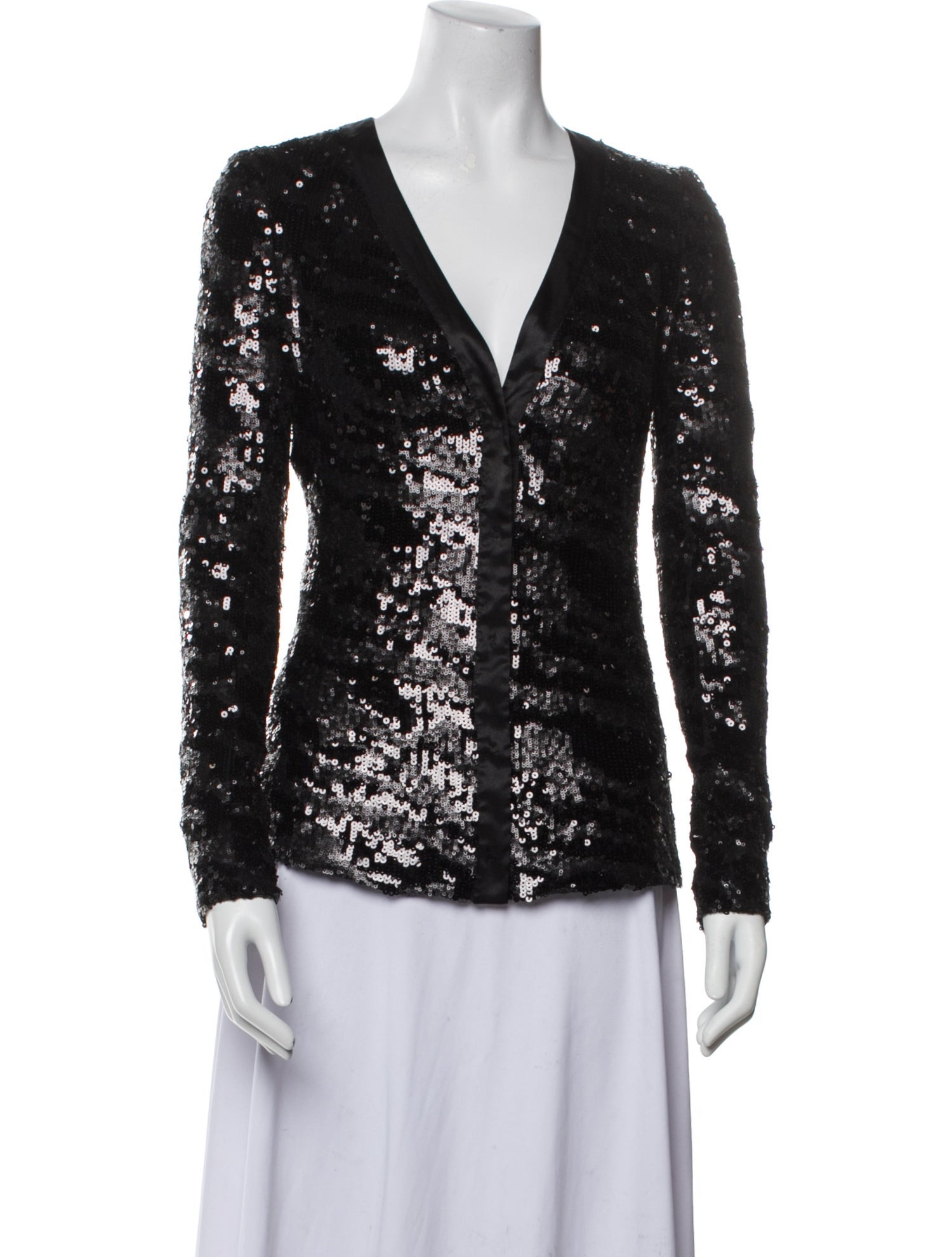 Rachel Zoe Lace Pattern V-Neck Button-Up Top