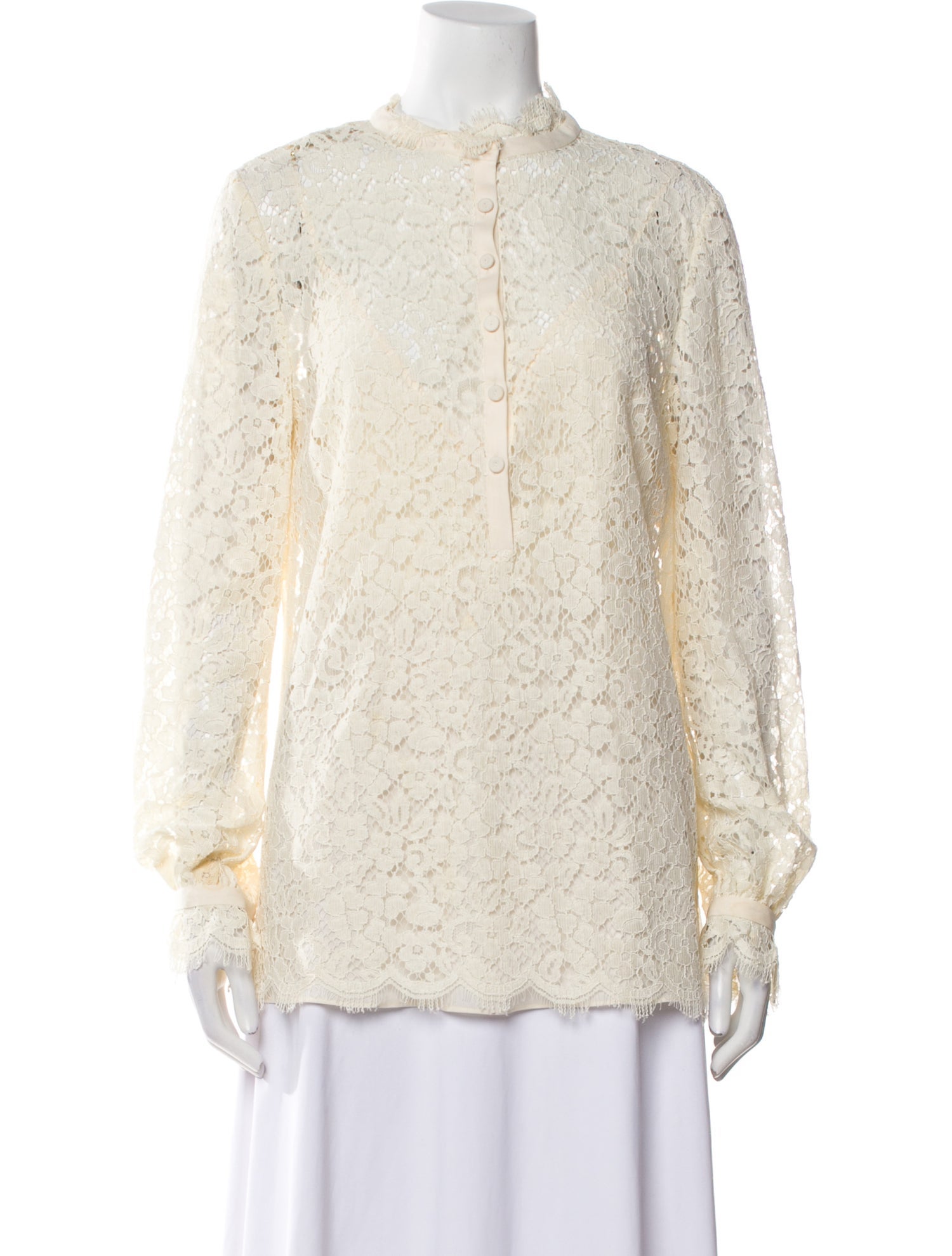 Rachel Zoe Lace Pattern Mock Neck Blouse