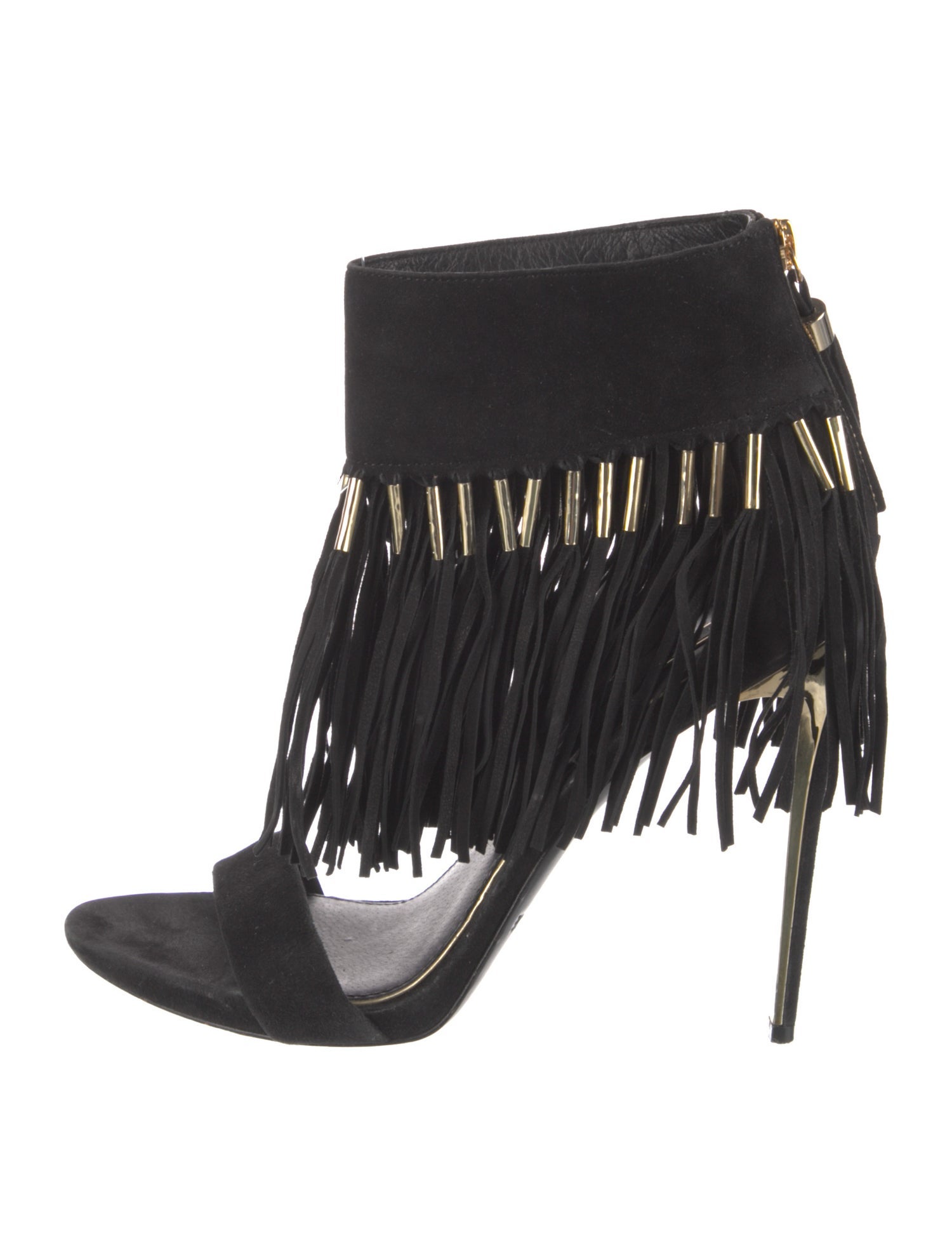 Rachel Zoe Suede Fringe Trim Accent Sandals