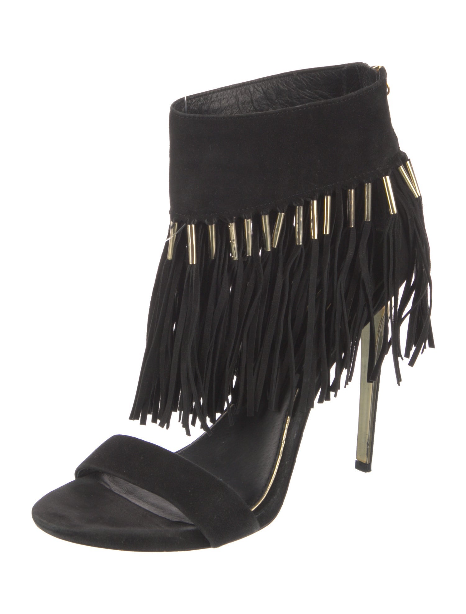 Rachel Zoe Suede Fringe Trim Accent Sandals