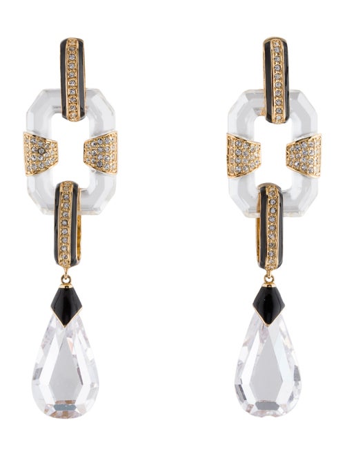 Rachel Zoe Crystal & Enamel Clip-On Drop Earrings