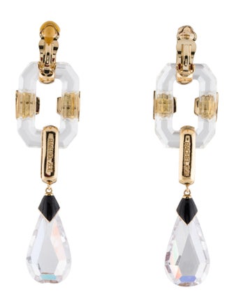 Rachel Zoe Crystal & Enamel Clip-On Drop Earrings