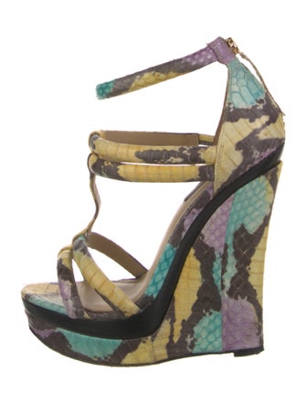 Rachel Zoe Snakeskin Printed T-Strap Sandals