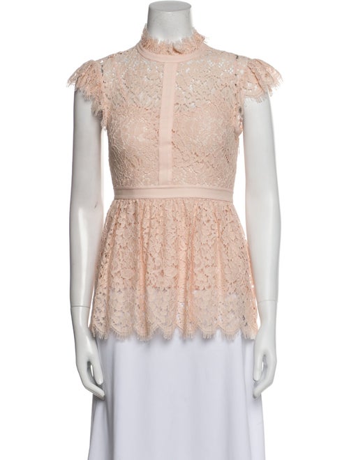 Rachel Zoe Lace Pattern Mock Neck Blouse