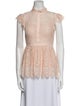 Rachel Zoe Lace Pattern Mock Neck Blouse