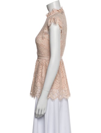 Rachel Zoe Lace Pattern Mock Neck Blouse