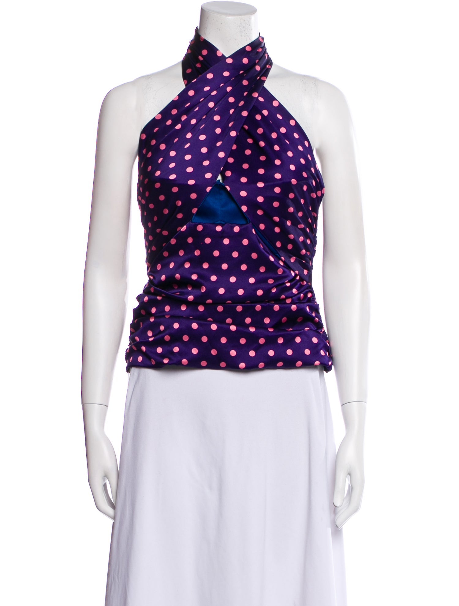 RACIL Silk Polka Dot Print Crop Top