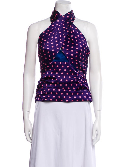 RACIL Silk Polka Dot Print Crop Top