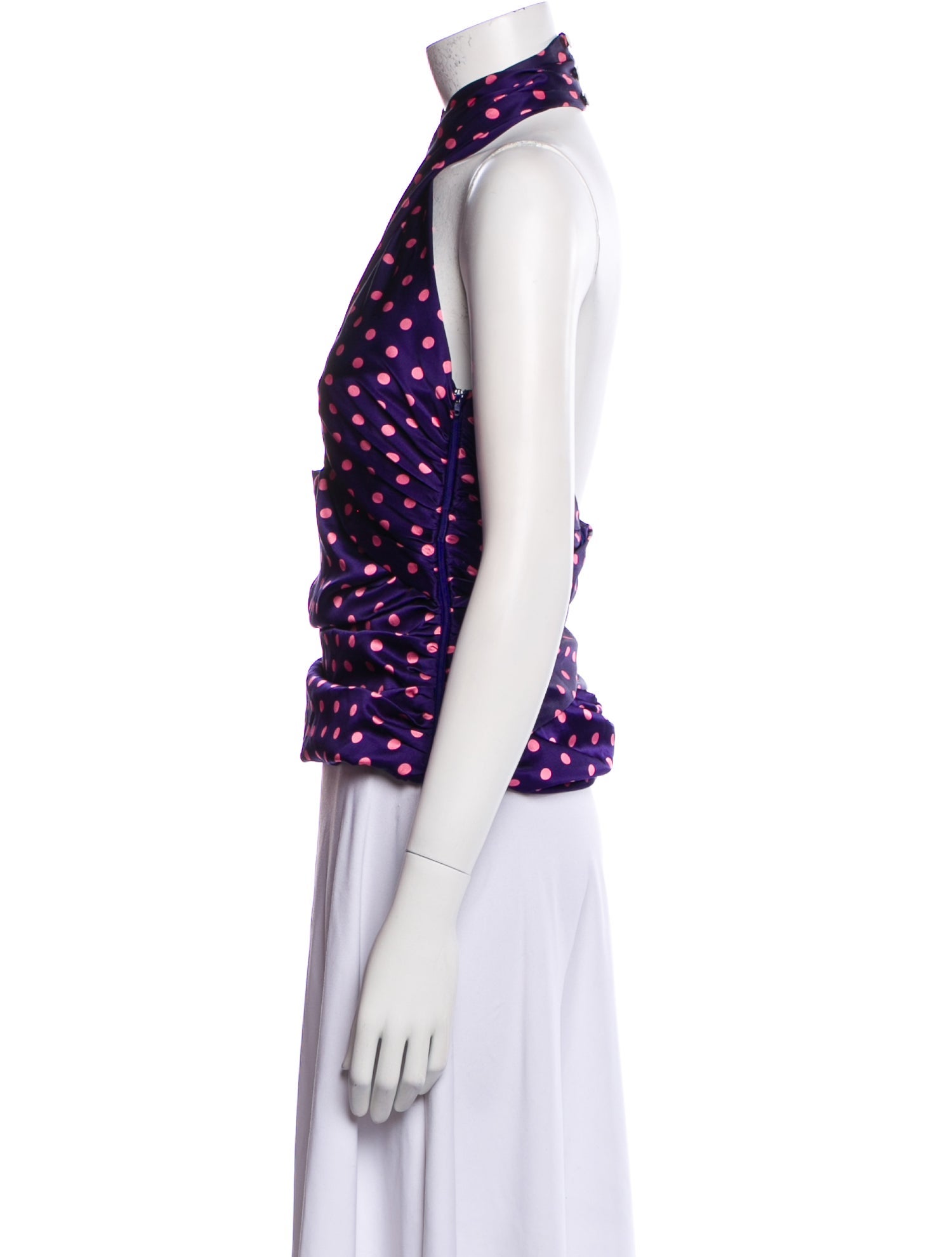 RACIL Silk Polka Dot Print Crop Top