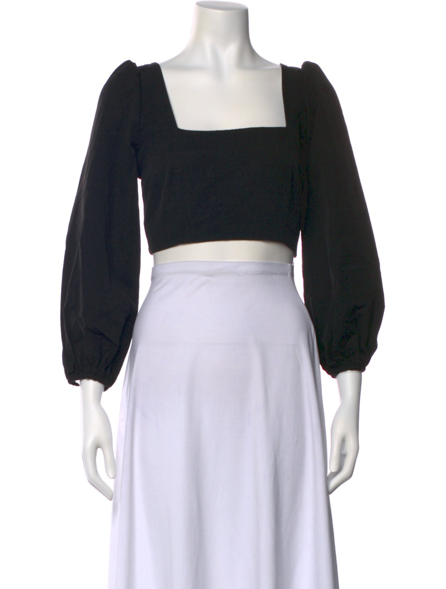 RACIL Square Neckline Three-Quarter Sleeve Crop Top