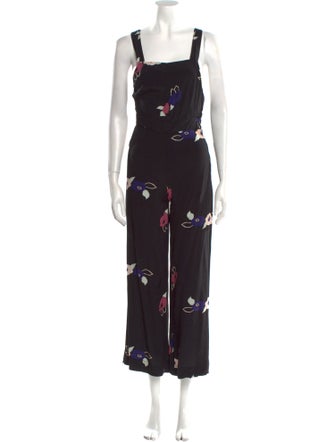 Rolla's Floral Print Square Neckline Jumpsuit