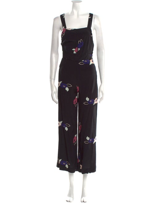 Rolla's Floral Print Square Neckline Jumpsuit
