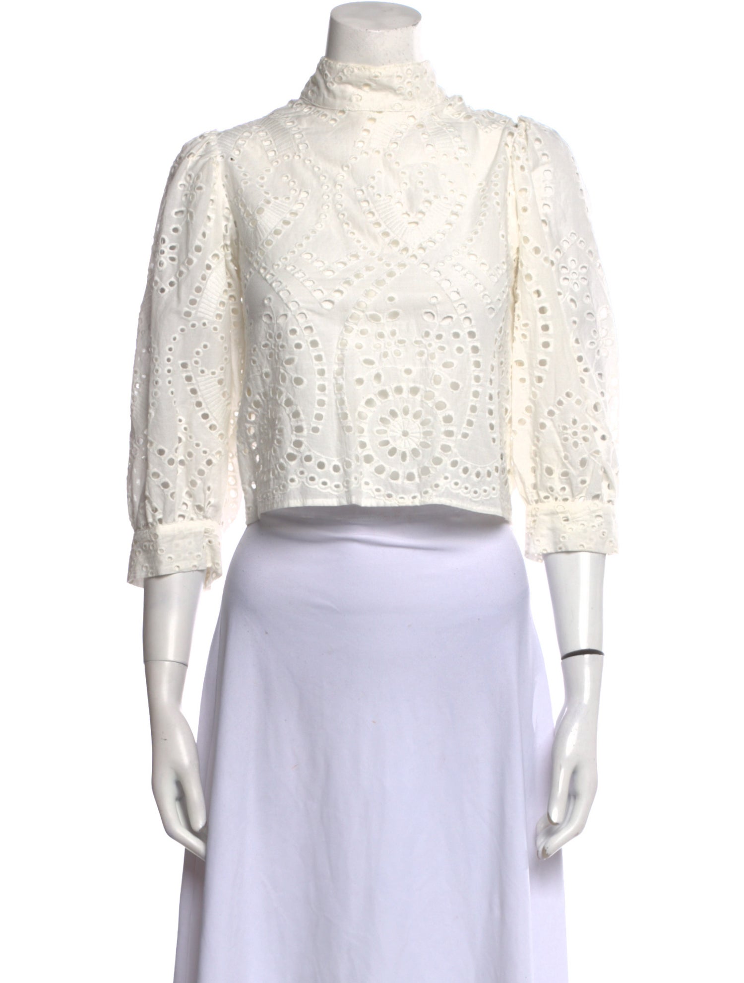 Rolla's Mock Neck Three-Quarter Sleeve Crop Top