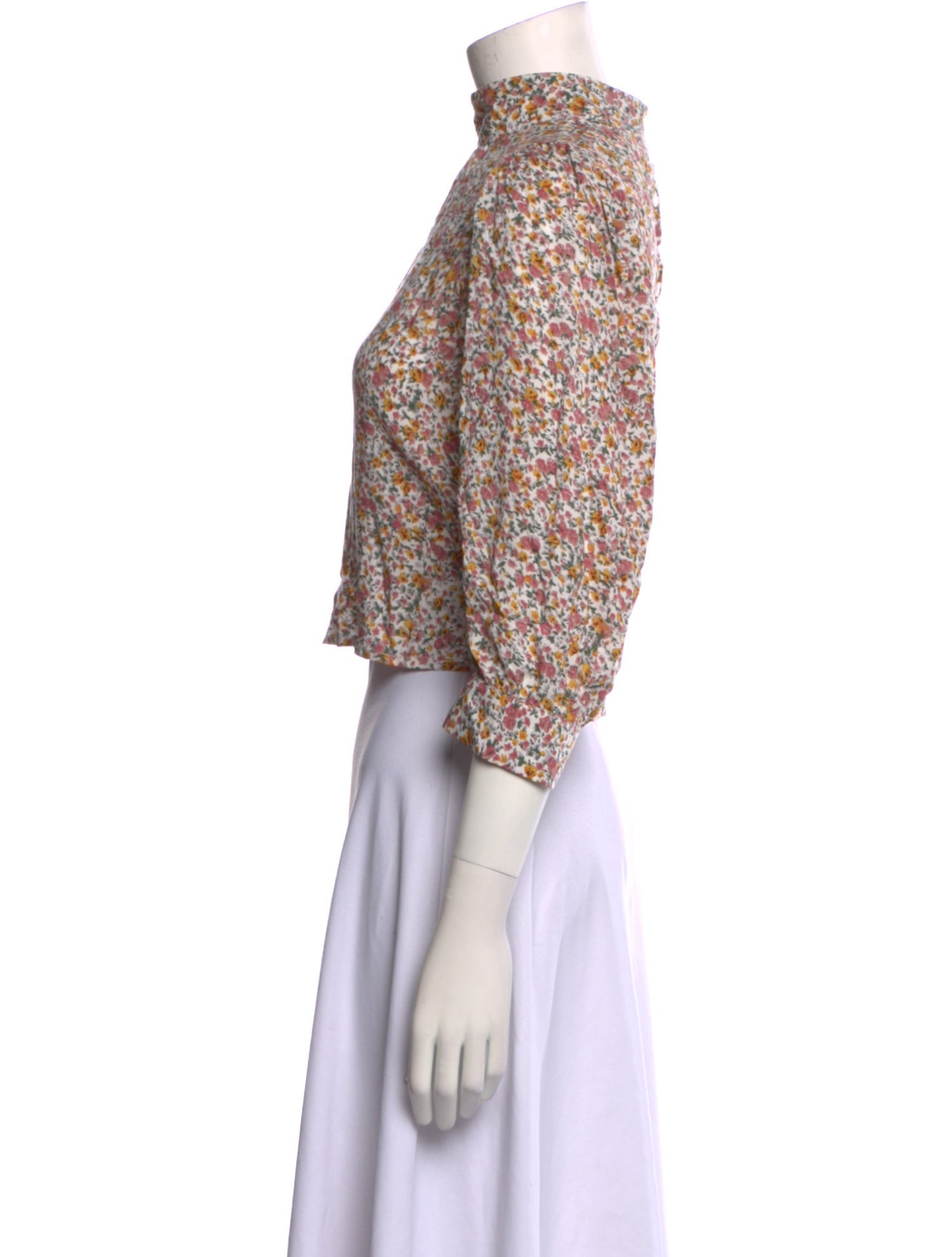 Rolla's Floral Print Mock Neck Crop Top