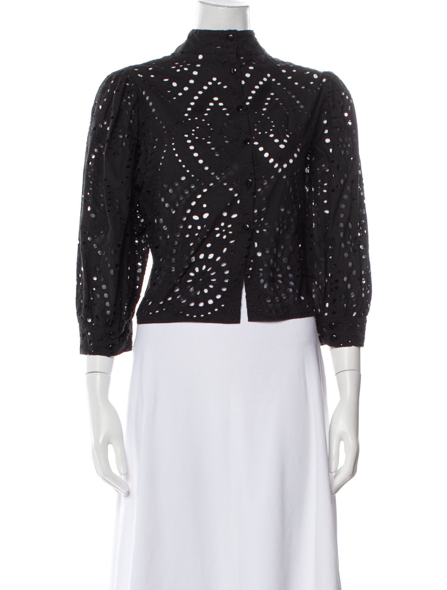 Rolla's Mock Neck Three-Quarter Sleeve Crop Top