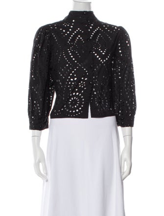 Rolla's Mock Neck Three-Quarter Sleeve Crop Top