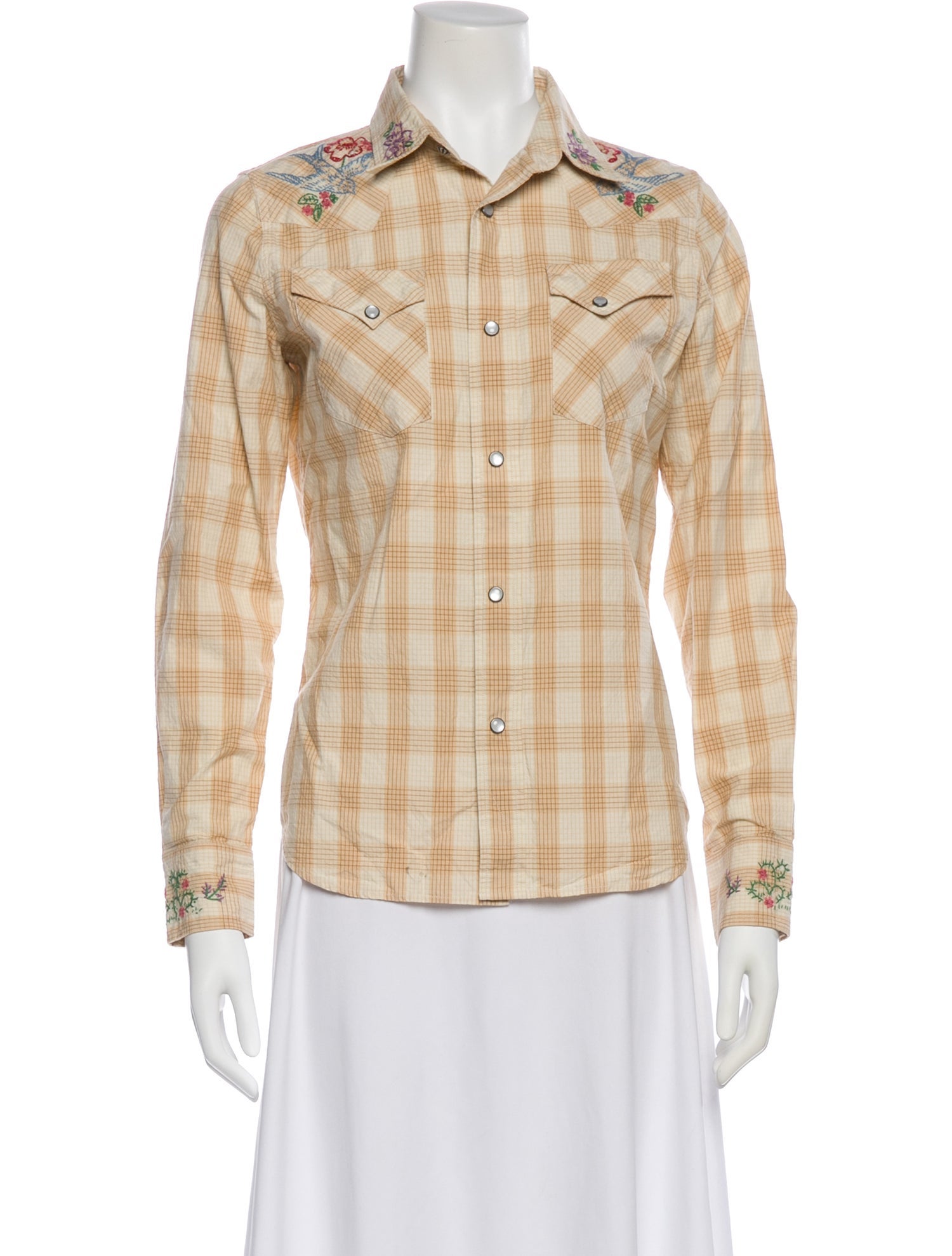 Ralph Lauren Black Label Plaid Print Long Sleeve Blouse