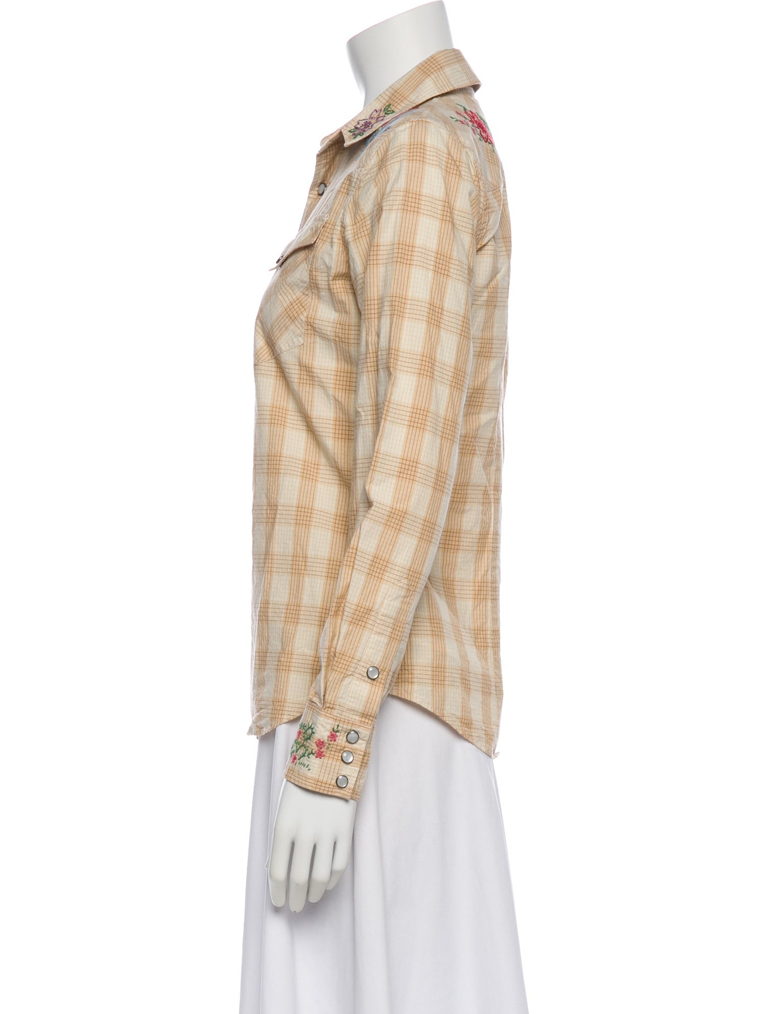 Ralph Lauren Black Label Plaid Print Long Sleeve Blouse