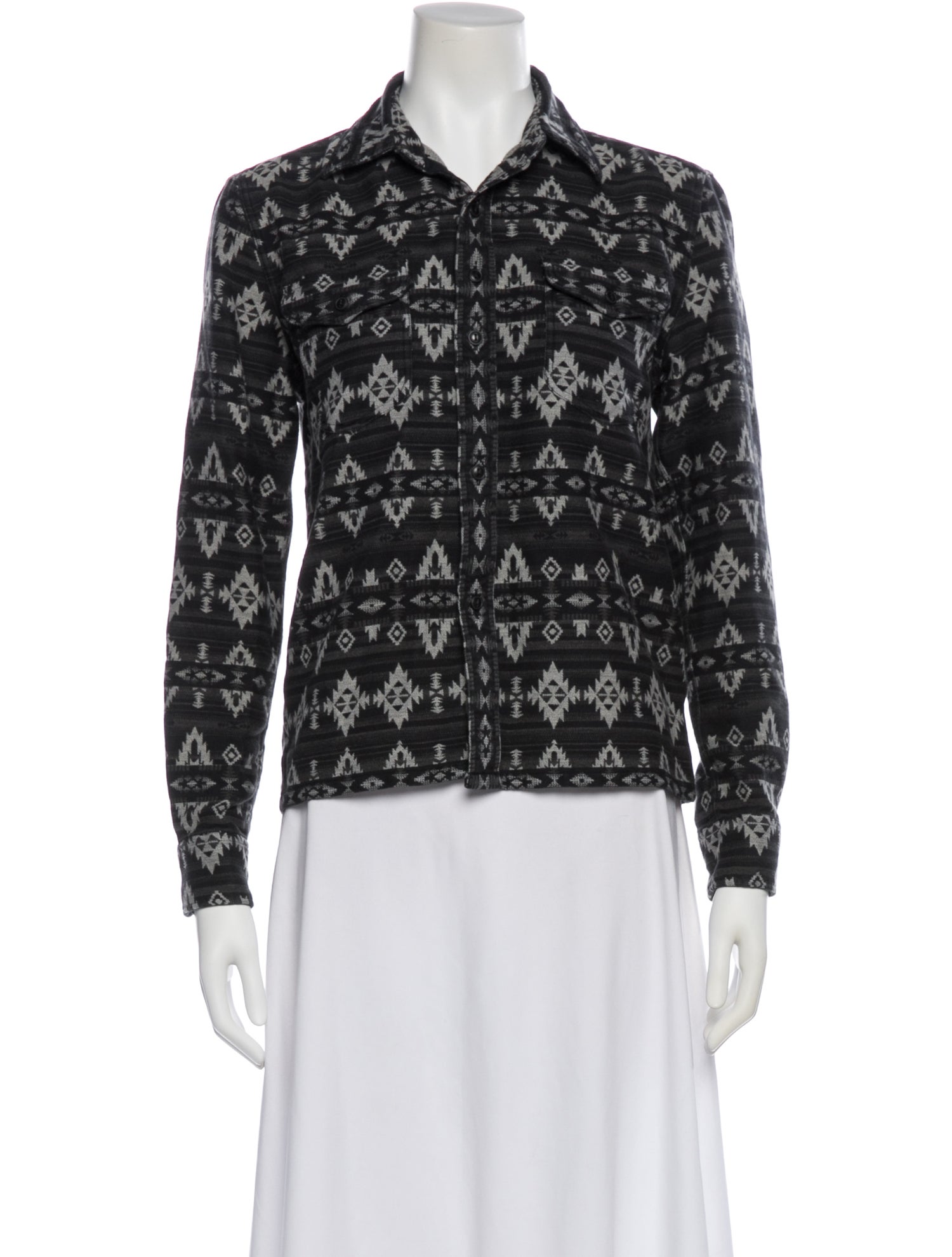 Ralph Lauren Patterned Long Sleeve Button-Up Top