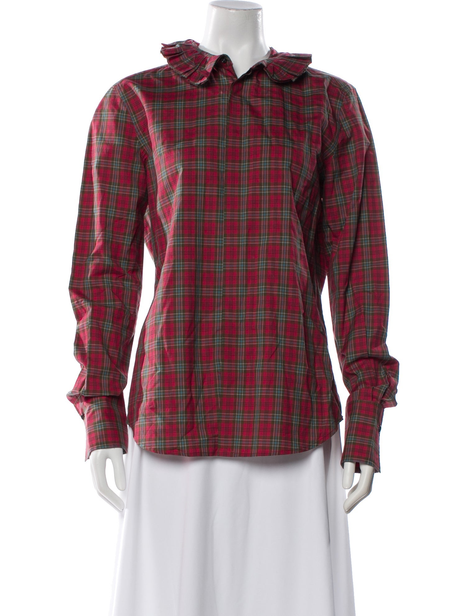 Ralph Lauren Black Label Plaid Print Long Sleeve Top