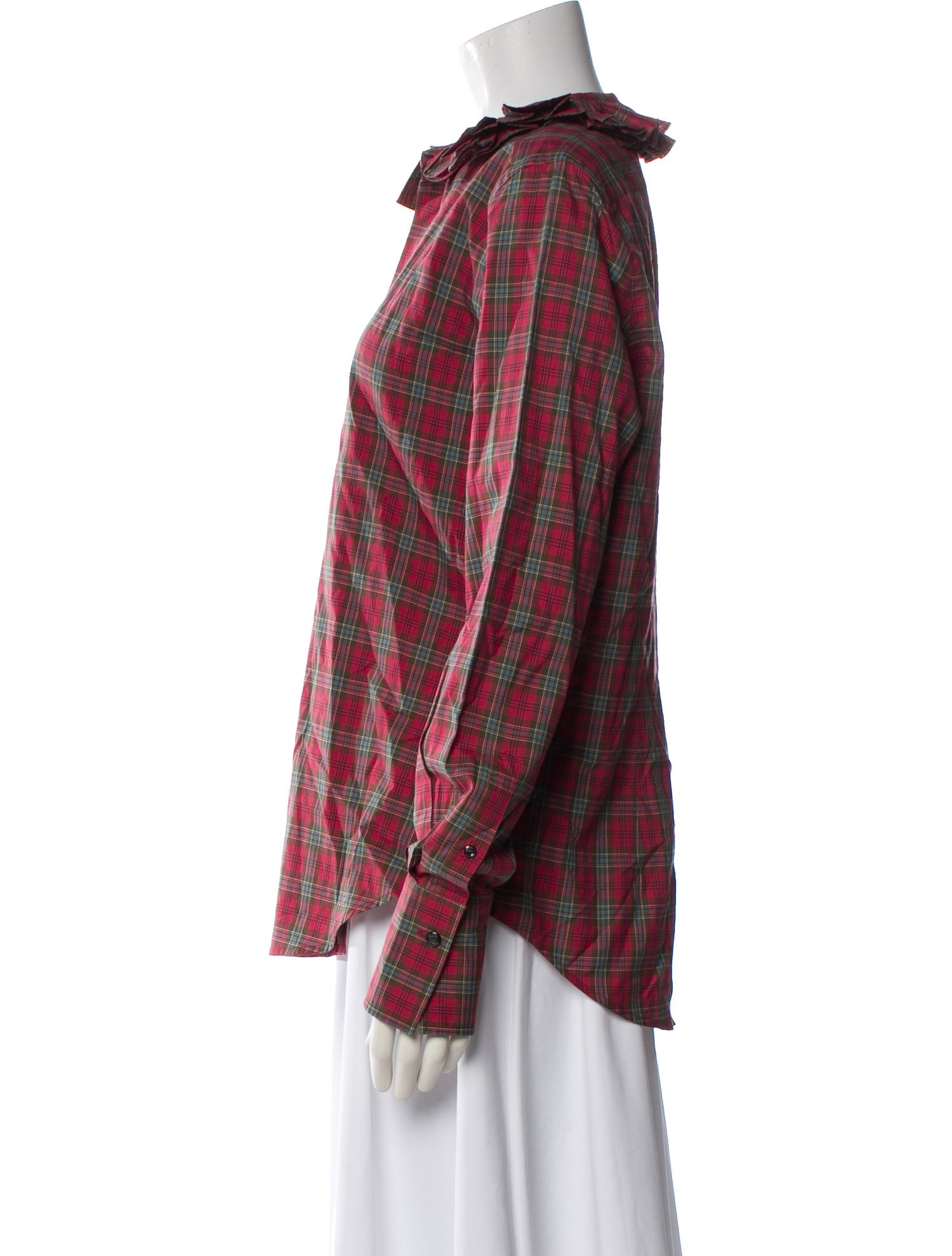 Ralph Lauren Black Label Plaid Print Long Sleeve Top