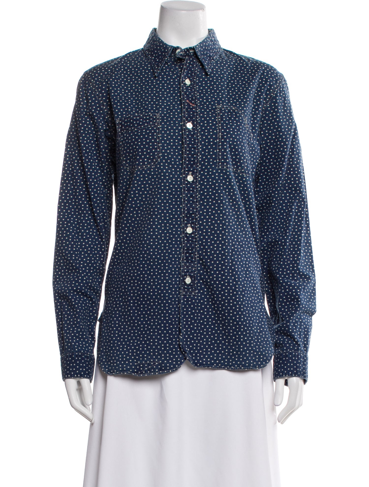 Ralph Lauren Black Label Printed Long Sleeve Button-Up Top