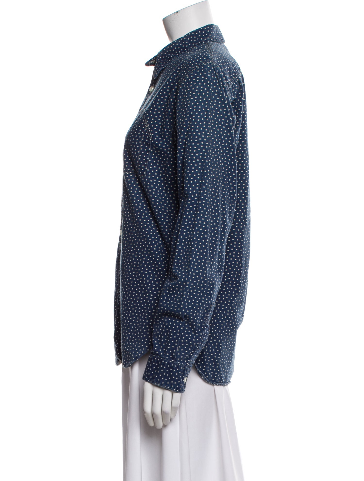 Ralph Lauren Black Label Printed Long Sleeve Button-Up Top