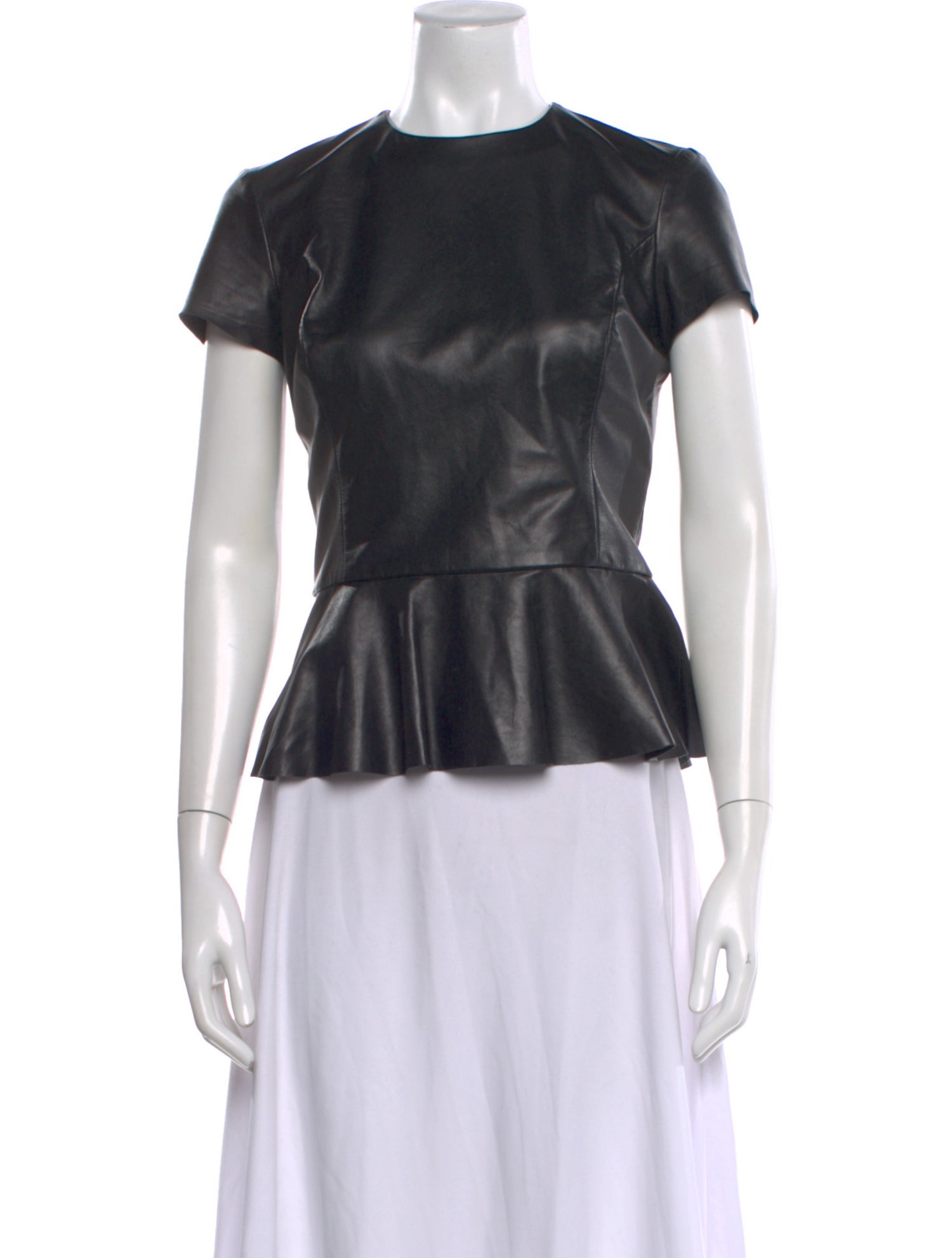 Ralph Lauren Black Label Leather Crew Neck Top