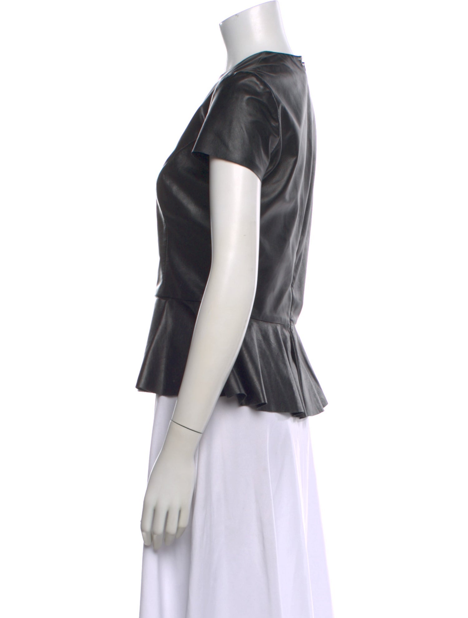 Ralph Lauren Black Label Leather Crew Neck Top