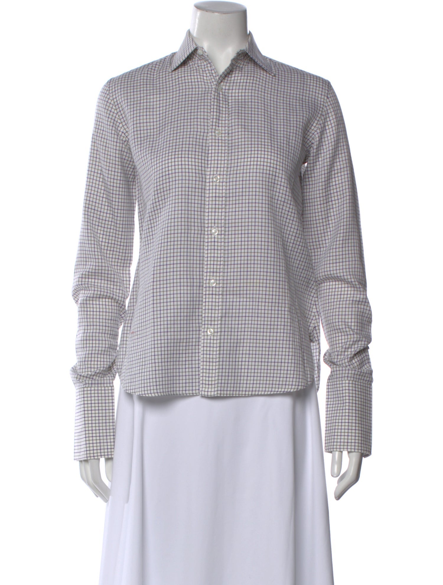 Ralph Lauren Black Label Plaid Print Long Sleeve Button-Up Top