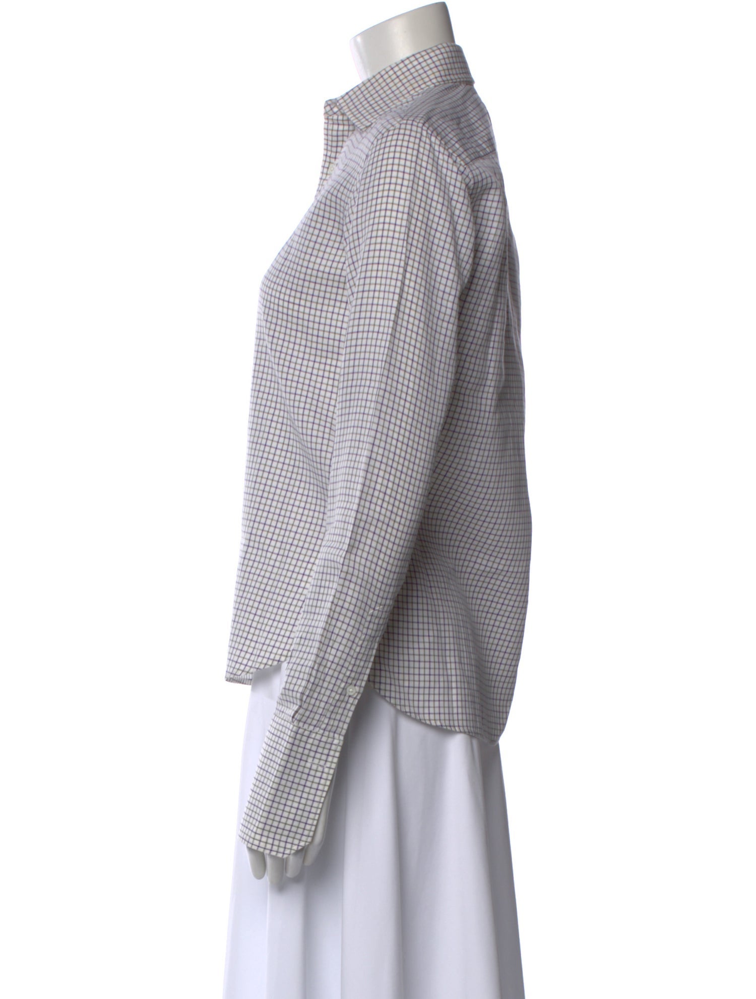 Ralph Lauren Black Label Plaid Print Long Sleeve Button-Up Top