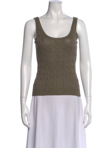 Pre-owned Ralph Lauren Linen Scoop Neck Sweater In Green