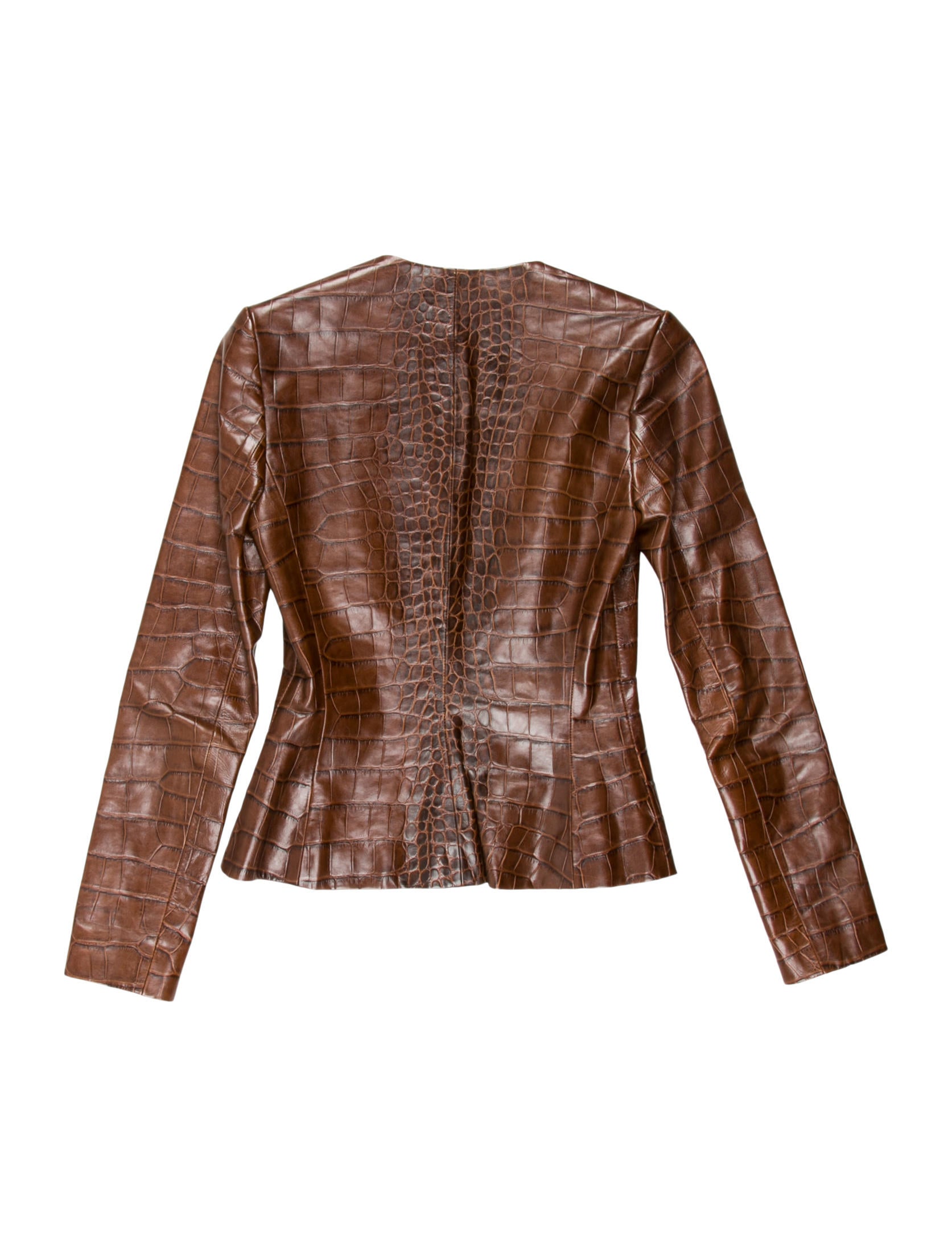 Ralph Lauren Black Label Embossed Leather Jacket Brown Jackets