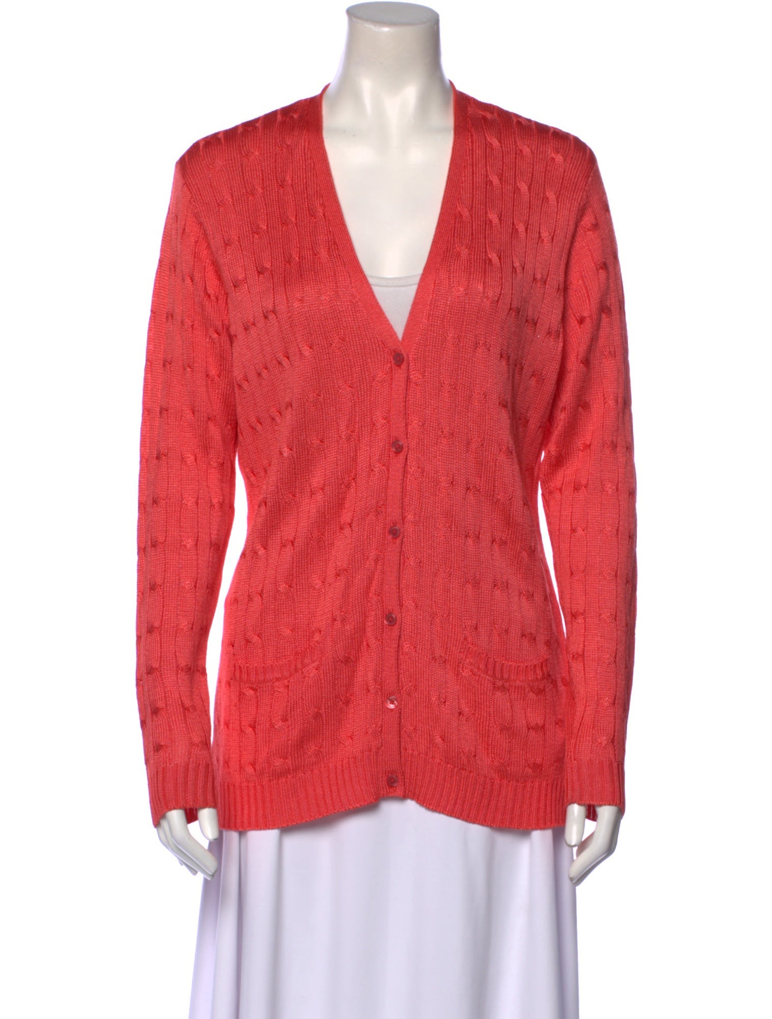 Ralph Lauren Black Label Silk VNeck Sweater Pink Knitwear, Clothing