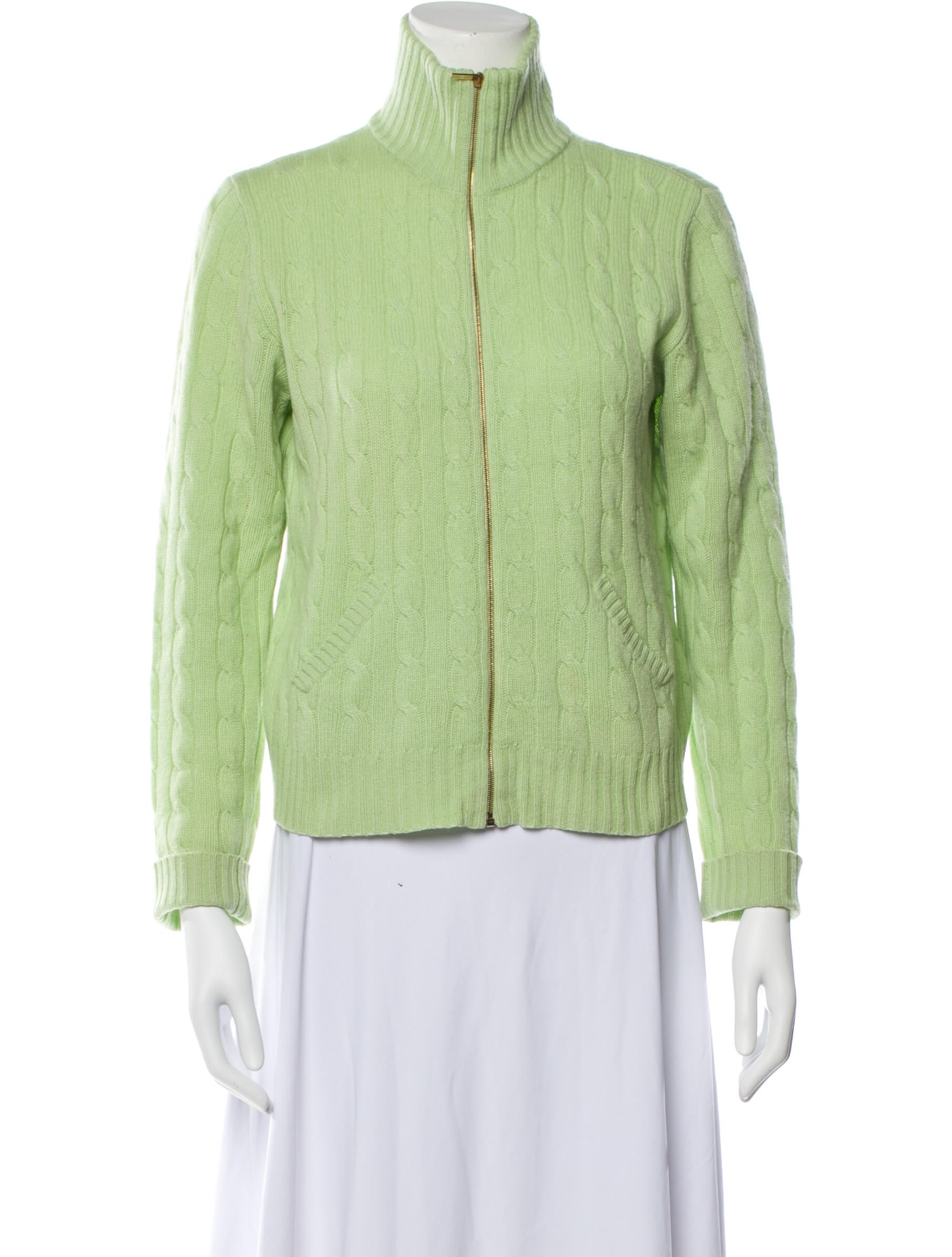 Ralph Lauren Black Label Cashmere Mock Neck Sweater Green Knitwear, Clothing WRLBL65197