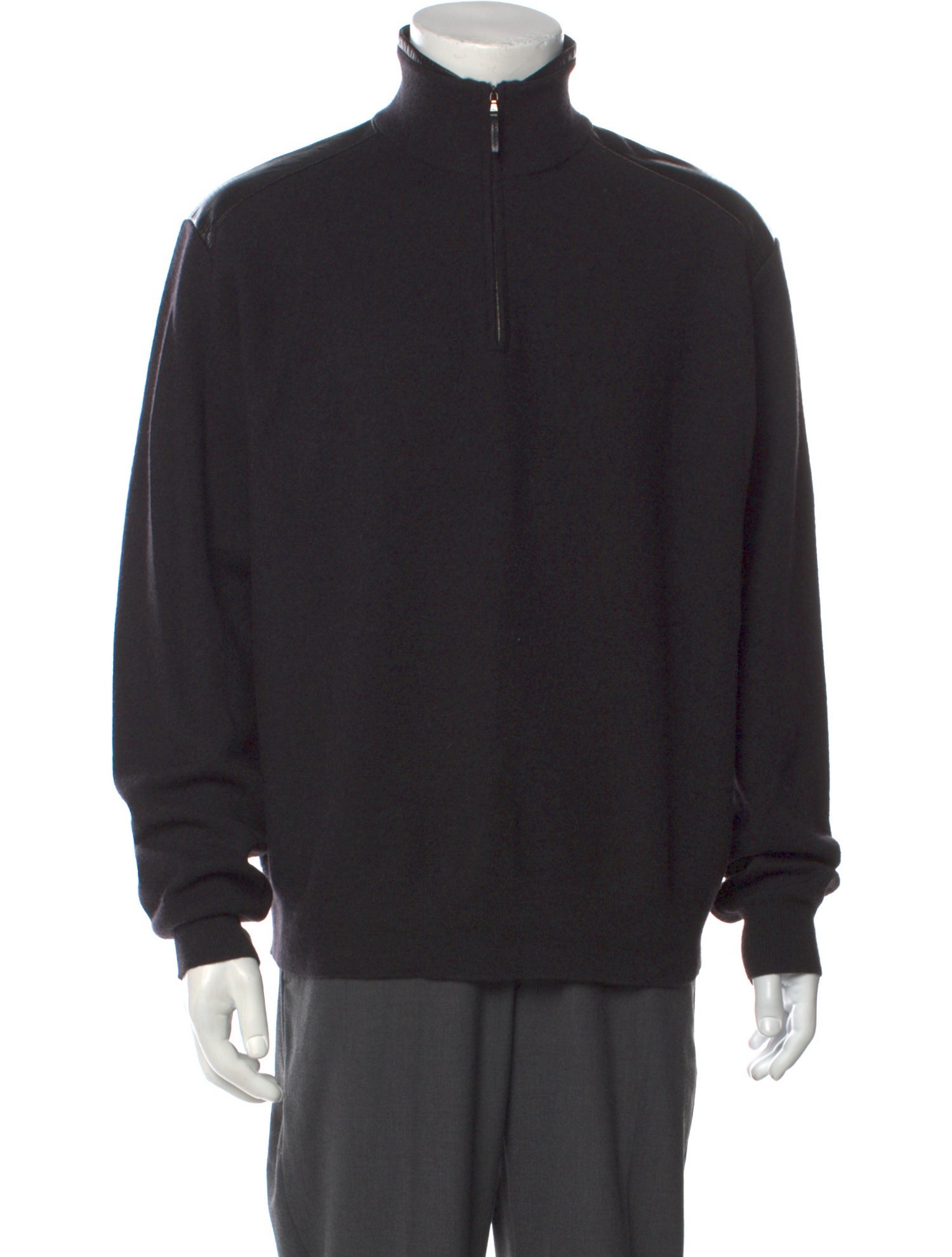 Ralph Lauren Black Label Turtleneck Long Sleeve Polo Sweater Black Sweaters, Clothing