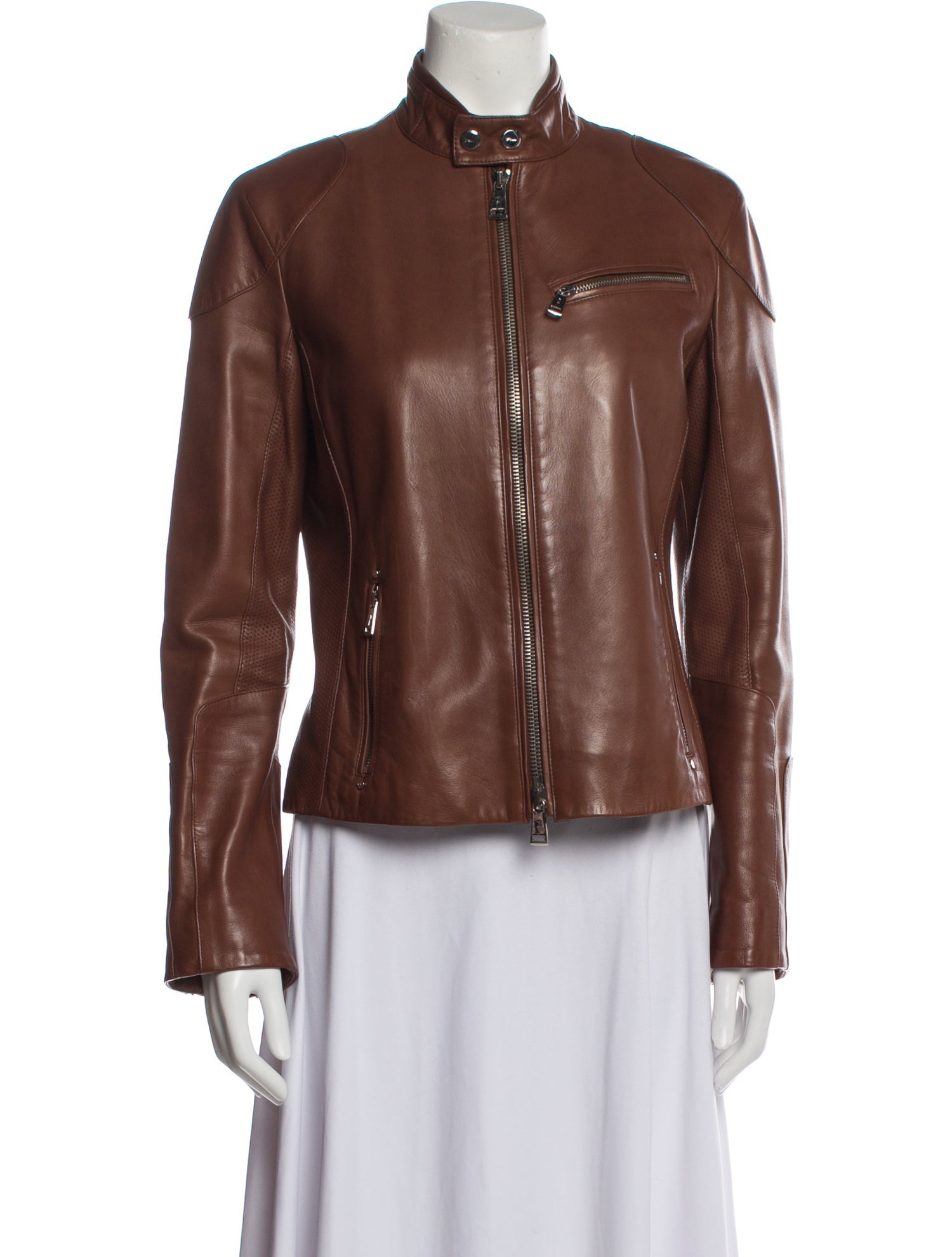 Ralph Lauren Black Label Lamb Leather Biker Jacket - Brown Jackets ...
