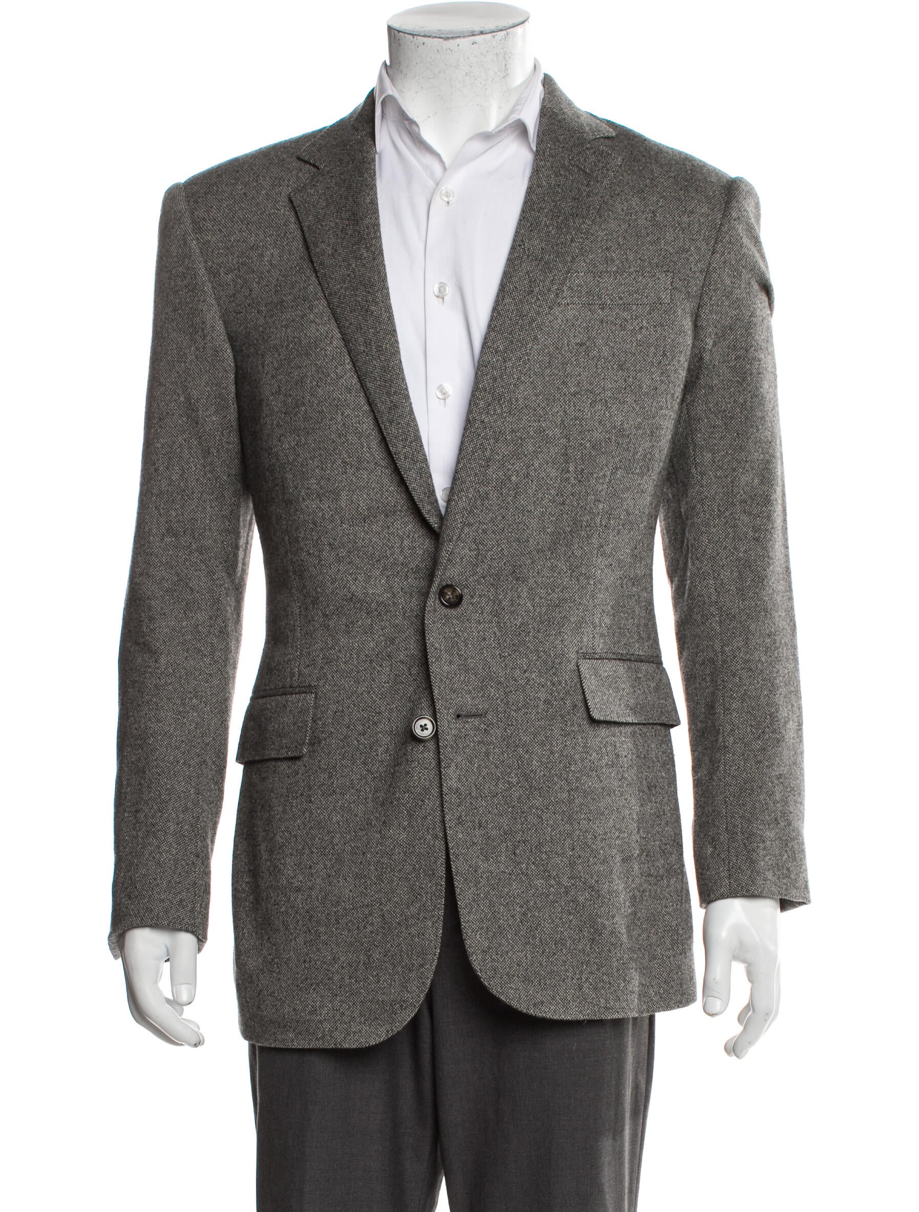 Ralph Lauren Black Label Wool Houndstooth Print Peacoat