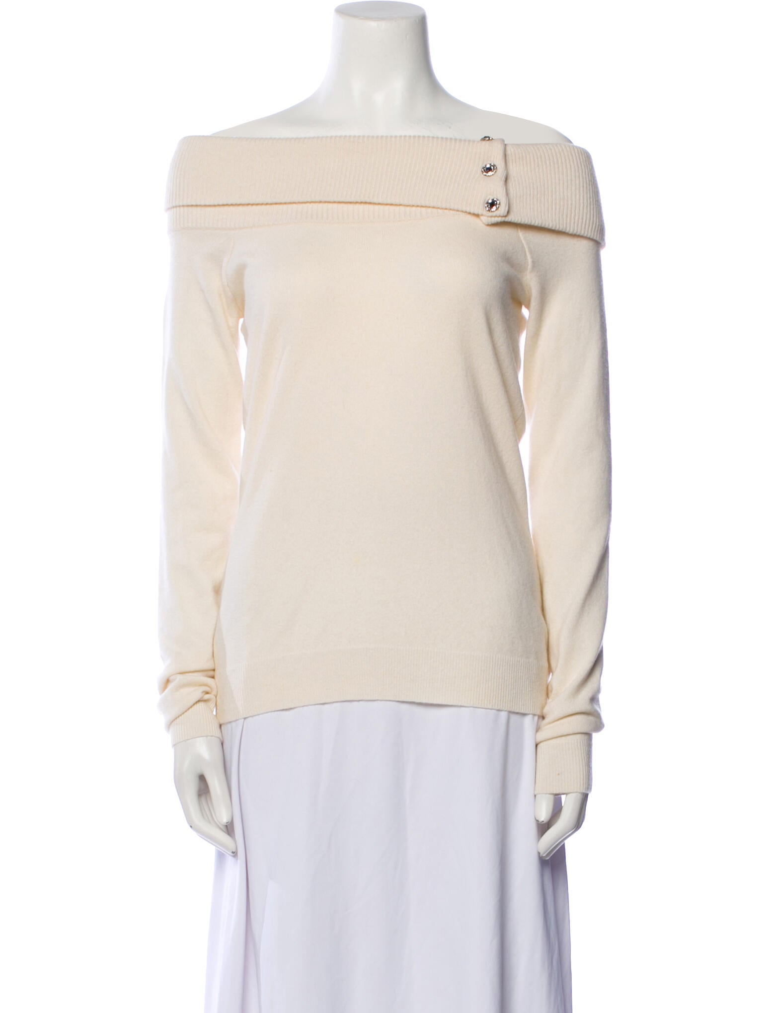 Ralph Lauren Black Label Cashmere Off-The-Shoulder Sweater