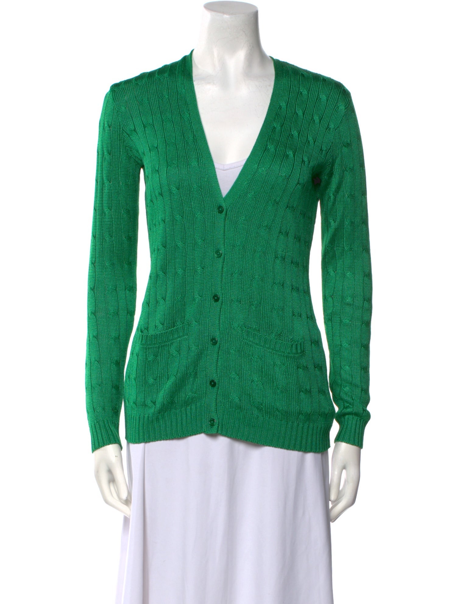 Ralph Lauren Black Label Silk Plunge Neckline Sweater