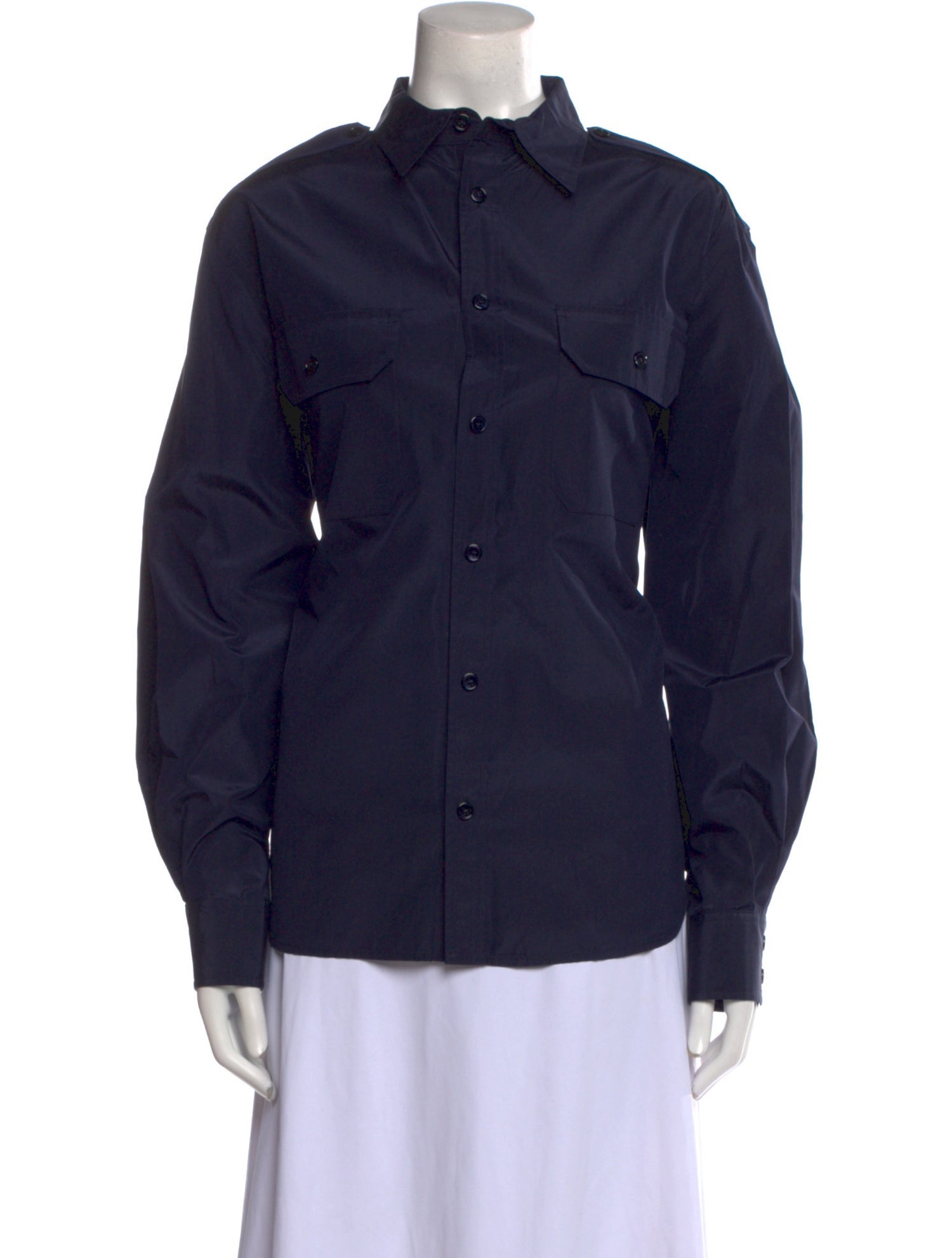 Ralph Lauren Black Label Silk Long Sleeve Button-Up Top