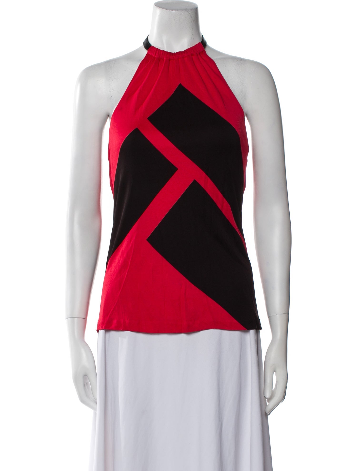 Ralph Lauren Black Label Colorblock Pattern Halterneck Top